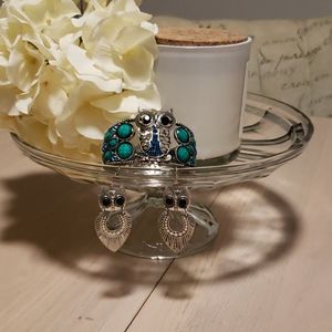 Owl themed cuff and earrings
